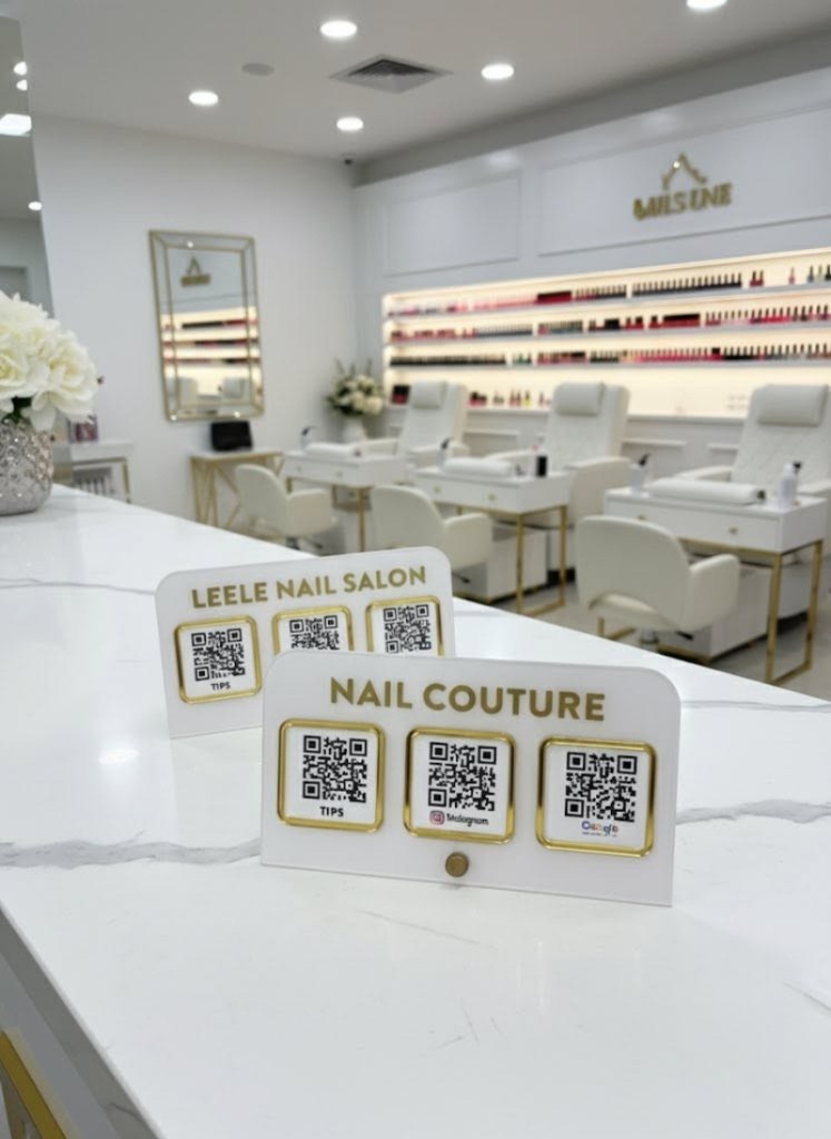TapMeGo stands at salon reception counter